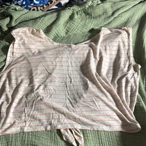 PINK Victoria's Secret Tie Open Back Blouse with Pink Stripes
